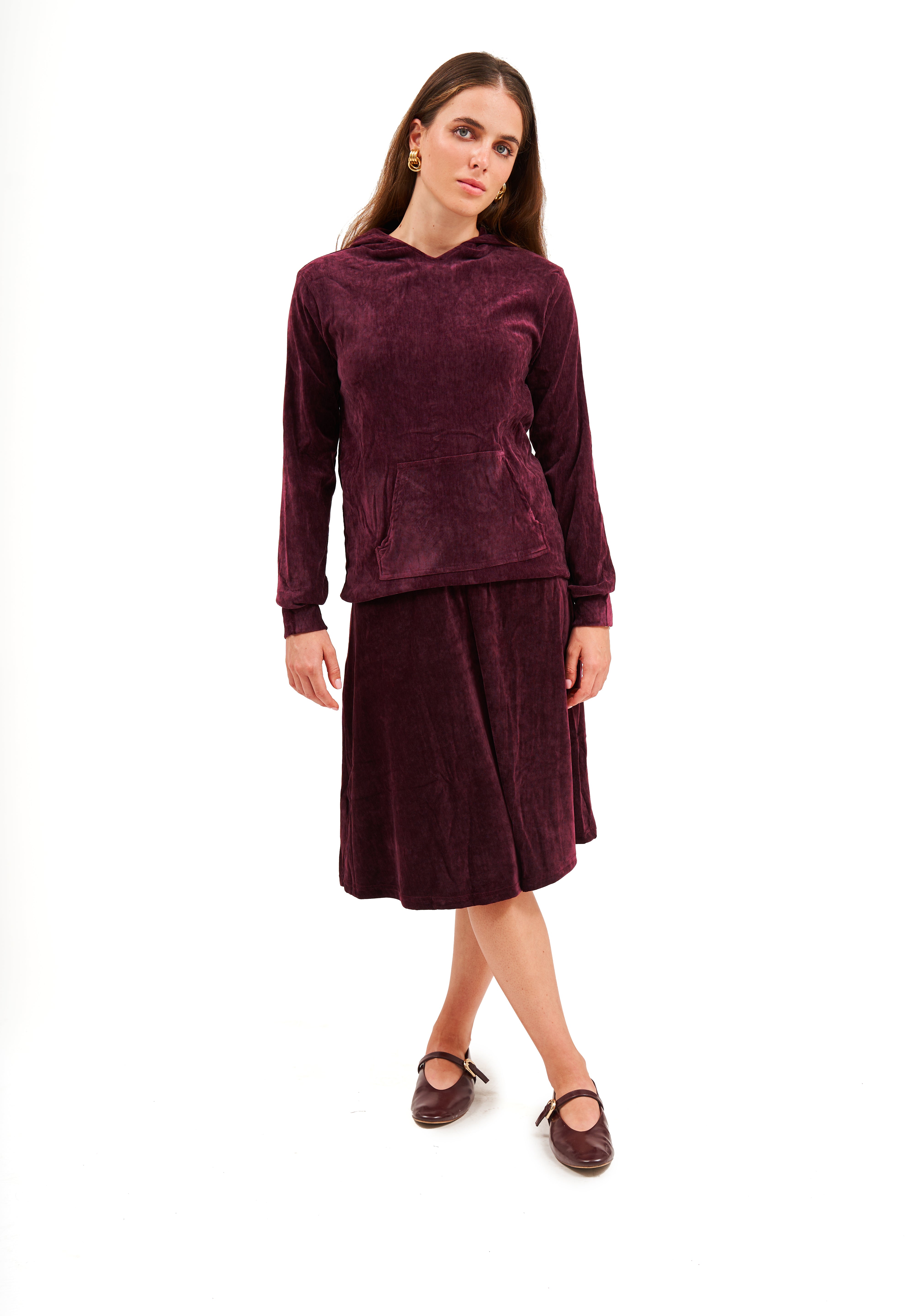 26WS1382 burgundy velvet riva set
