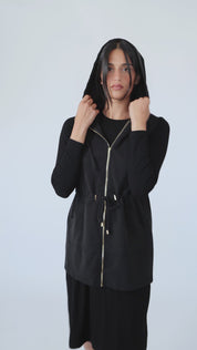 Hoodie Vest- Black