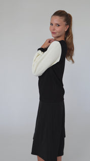Sheepskin Top - Black & Ivory