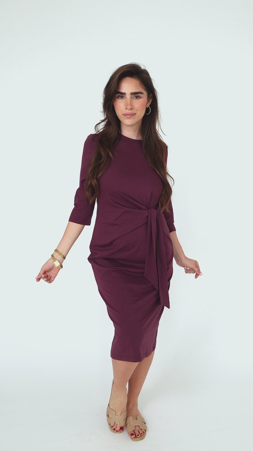 Tie Dress - Aubergine