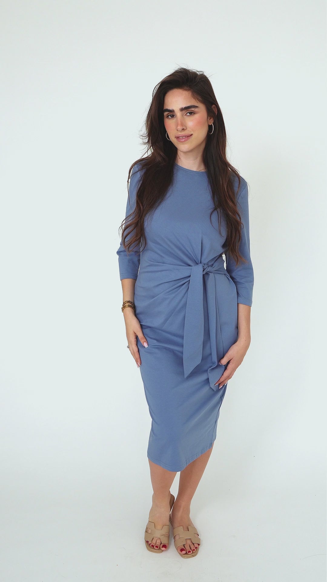 Tie Dress - Dusty Blue