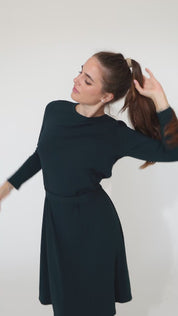 Aura Modest Knit Dress for Women | Long Sleeve Elegant Midi Dress | Ja'Teal