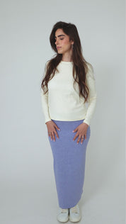 Light Blue Denim Wash - Pencil Maxi Skirt