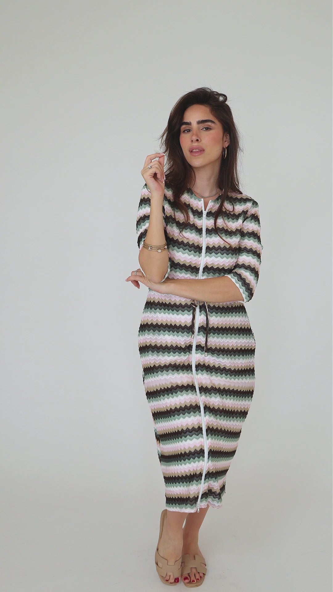 Ocean green Chevron Lia Dress