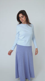 Modest Light Blue Denim Wash Dalia Maxi Skirt – Women's Fashion