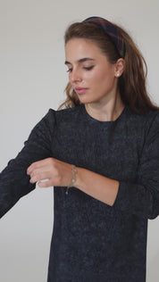 Seraphine Modest Midi Dress for Women | Long Sleeve Relaxed Everyday Dress | Charcoal