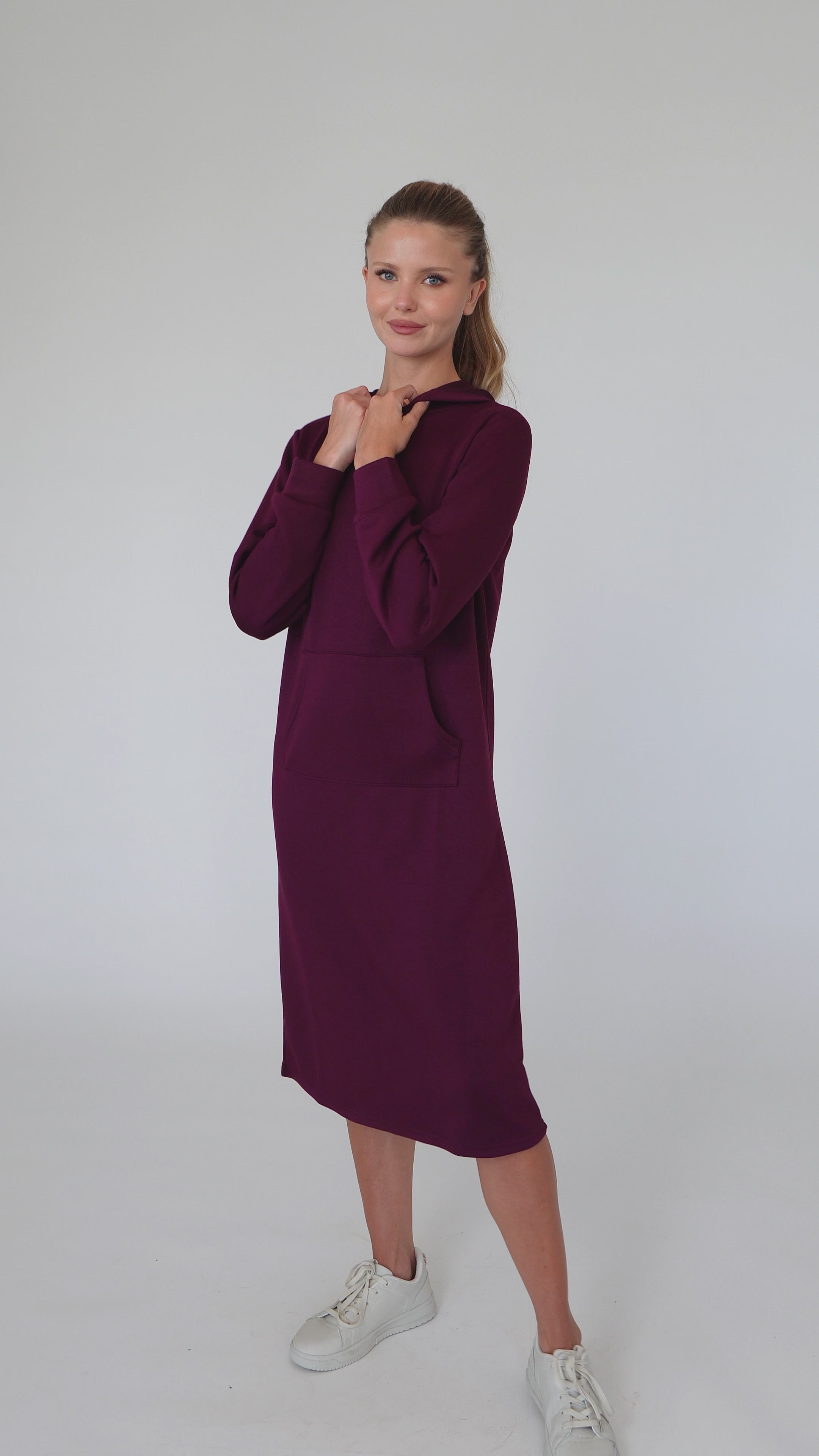 Pull Over Hoodie Dress - Cranberry – Daniella Faye USA