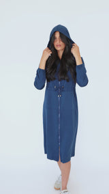 Modest Peacock Hoodie Dress (Long) - Women's Fashion