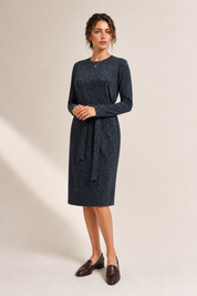 Daniella Faye Seraphine loose basic dress in charcoal — modest women's FW26 collection, view 1