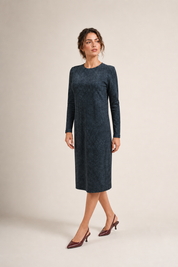 Daniella Faye Seraphine loose basic dress in charcoal — modest women's FW26 collection, view 2