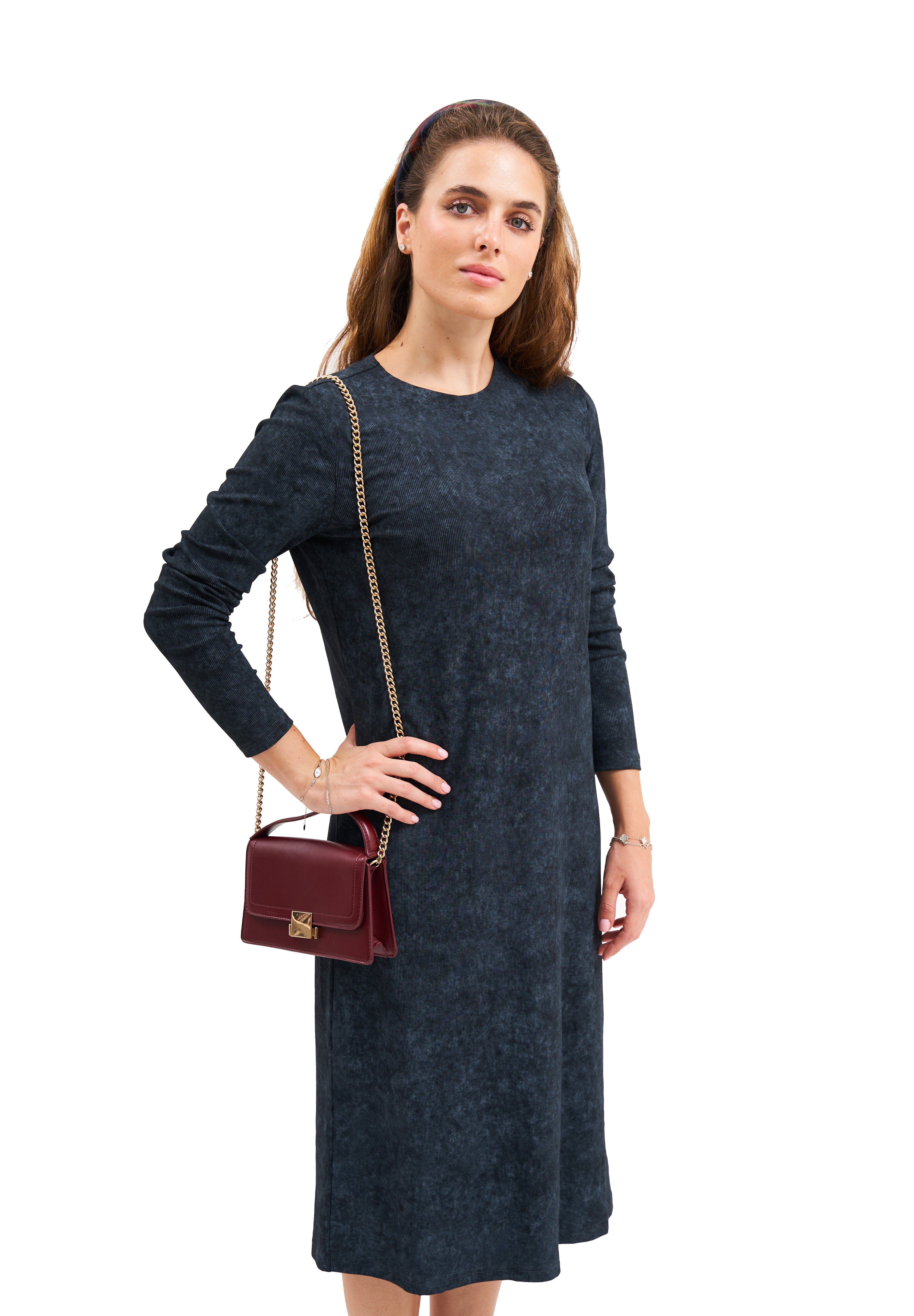 Daniella Faye Seraphine loose basic dress in charcoal — modest women's FW26 collection, photo 4