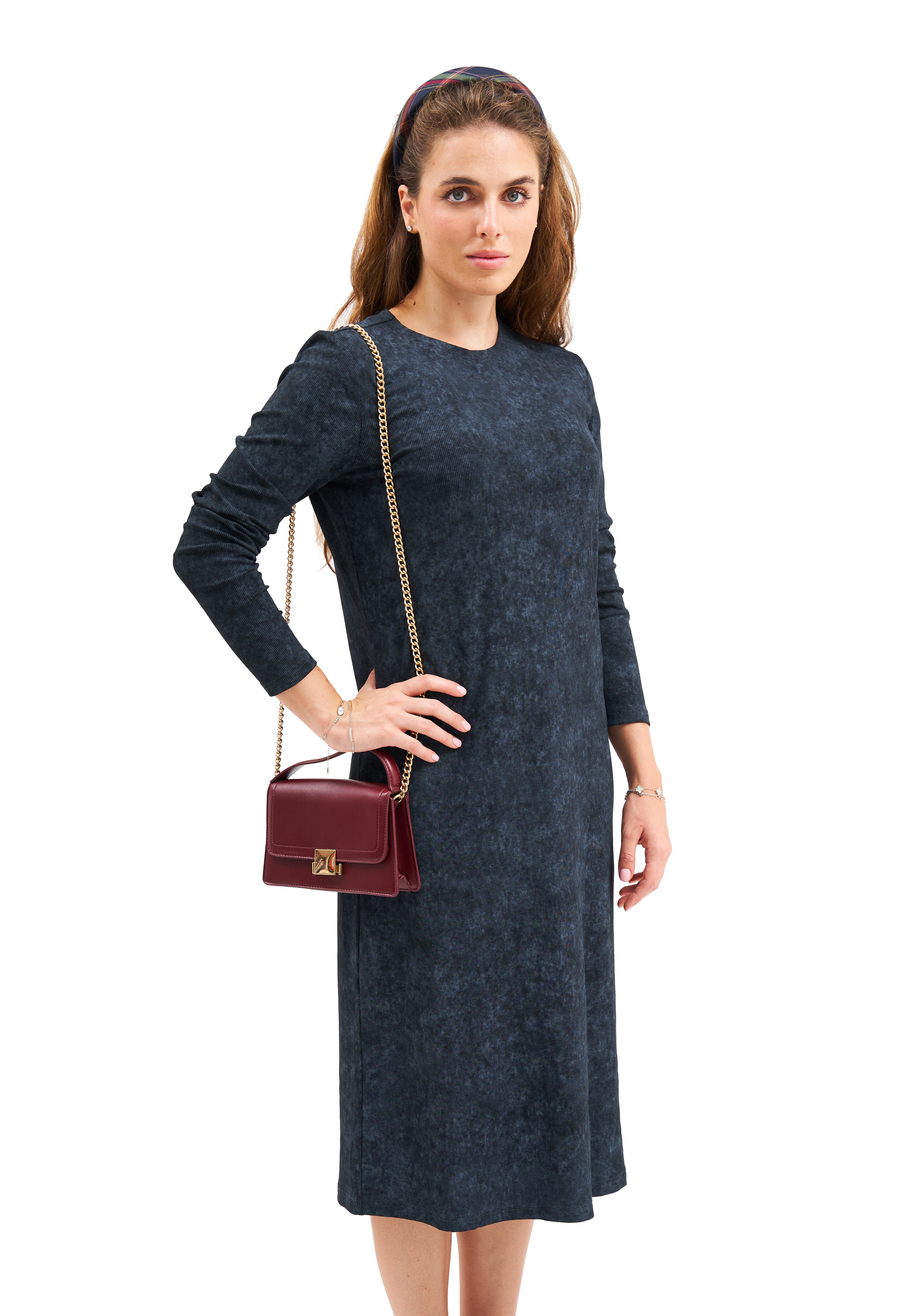 Daniella Faye Seraphine loose basic dress in charcoal — modest women's FW26 collection, photo 5