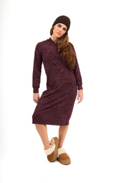 Daniella Faye Serenity pullover hoodie dress in plum — modest women's FW26 collection, photo 5