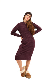 Daniella Faye Serenity pullover hoodie dress in plum — modest women's FW26 collection, photo 6