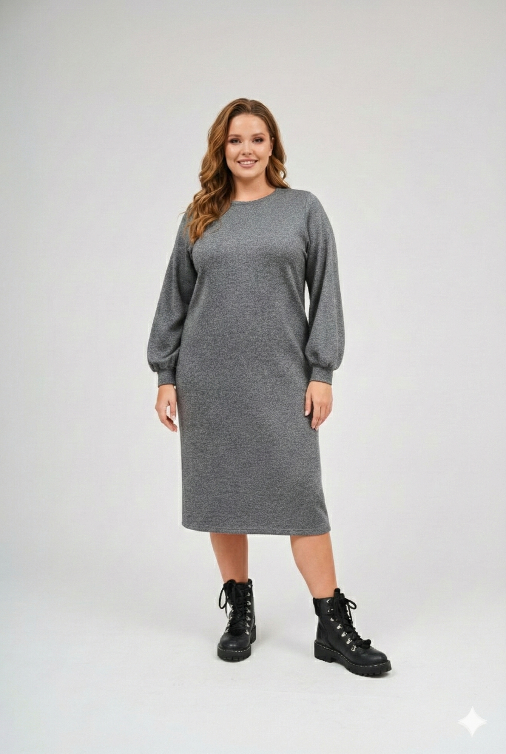 Puff Sleeve Dress - Heather Grey