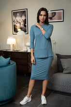 Load image into Gallery viewer, TEAL PENCIL SKIRT