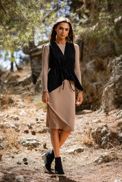 Modest Coffee Basic Dress - Women's Fashion
