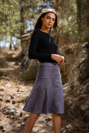 Modest GRAPHITE SUEDE KIKI SKIRT - Women's Fashion
