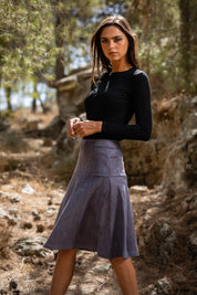 Modest GRAPHITE SUEDE KIKI SKIRT - Women's Fashion